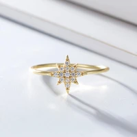 14k gold plated over on 925 sterling silver white cz pave north star ring dainty rings for women gift