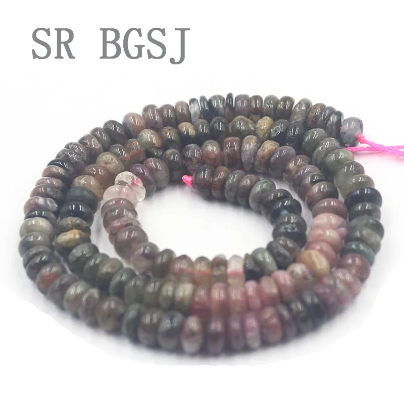 Бесплатная доставка 3x6 мм Кеши Рондель смешанный выпускник Турмалин натуральный