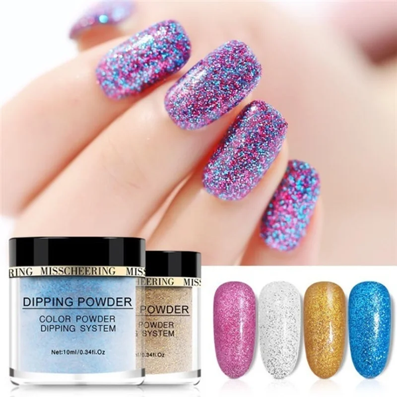12 цветов для дизайна ногтей блестящий акриловый порошок погружения пудра УФ-геля