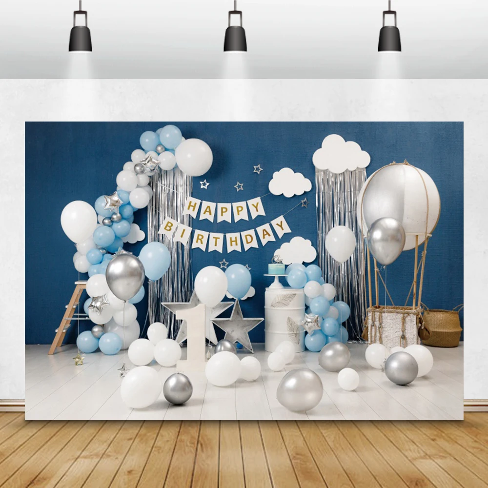 Laeacco День Рождения фотография фон с воздушными шарами медведь игрушка звезды