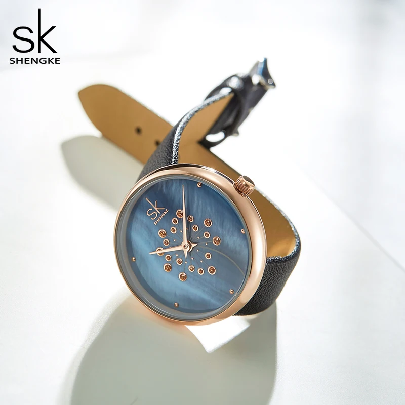 Shengke Quartz Women Watches Top Brand Luxury Waterproof Ladies Wristwatch Fashion Leather Female Gift Simple 2022 Montre Femme