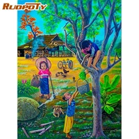 ruopoty frame diy painting by number kid climbing tree picture by numbers acrylic paints wall art picture for home decors