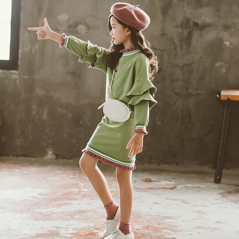 Комплект одежды для девочек новинка 2019 детская одежда милый топ с круглым