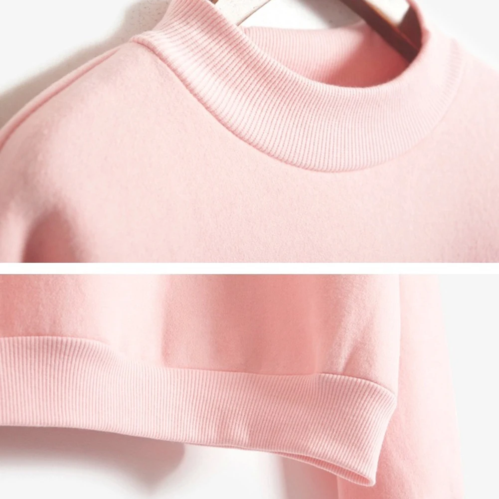 Autumn Winter Casual Women Solid Color Crew Neck Long Sleeve Sweatshirt Pullover