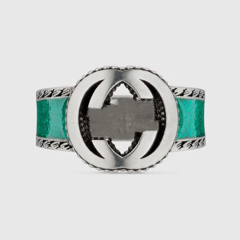 

1-1 light luxury boutique personality of double letters sterling silver ring