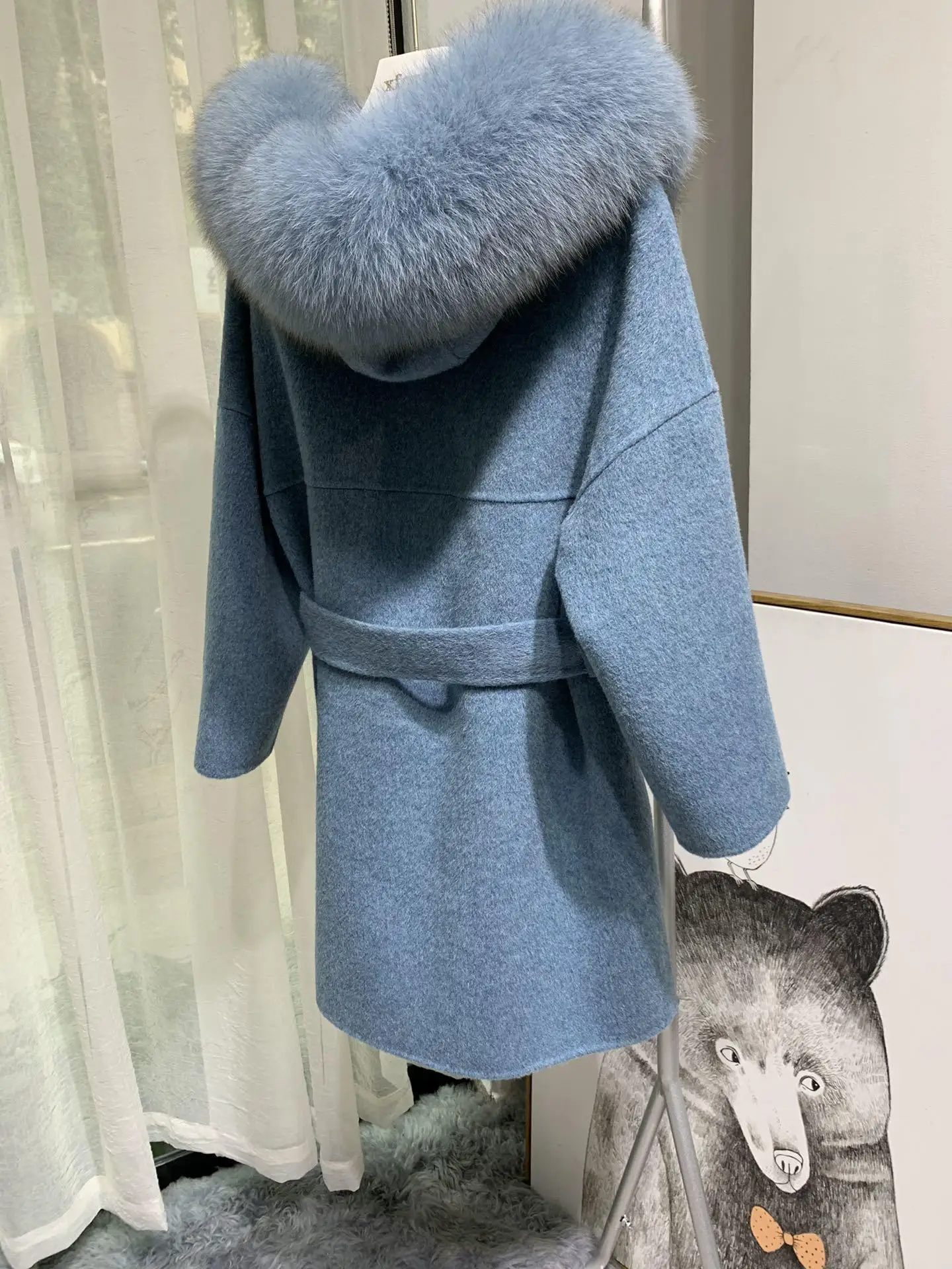 Корейское длинное кашемировое пальто с настоящим бренд Fox Fur Trim Hoodie теплое плотное пальто с большими карманами женская верхняя одежда зимнее пальто