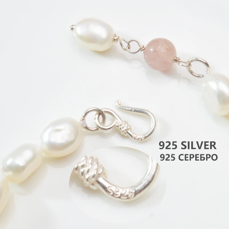 Женские браслеты с натуральным пресноводным жемчугом ASHIQI дружбы белым и черным