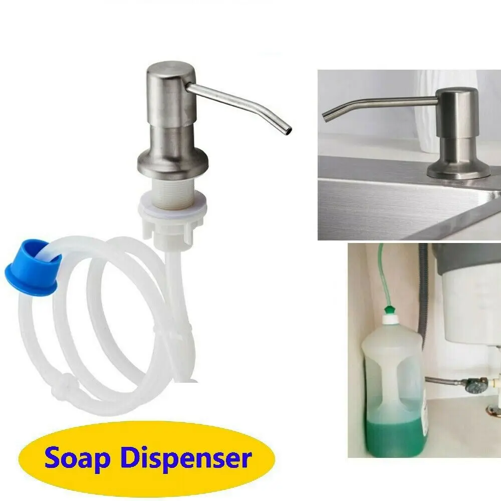 

304 Stainless Steel Sink Soap Dispenser Pump Head Extension Silicone Tube Bathroom Hand Washing Cleaning Soap Dispenser