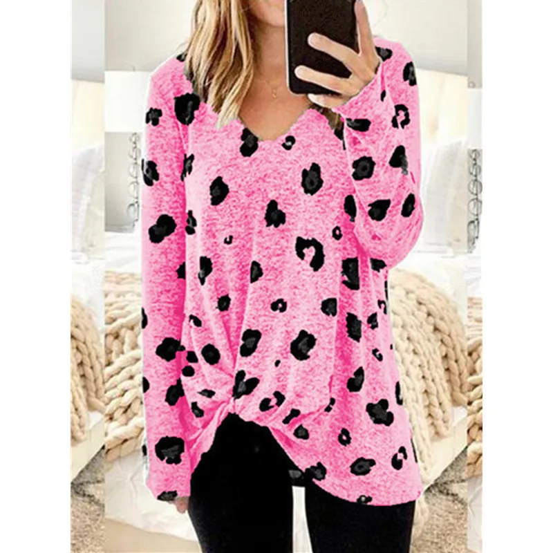 6 цветов восемь размеров осенняя Женская свободная футболка с v-образным вырезом