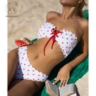 Купальник-бикини с зубчатым кольцом в горошек