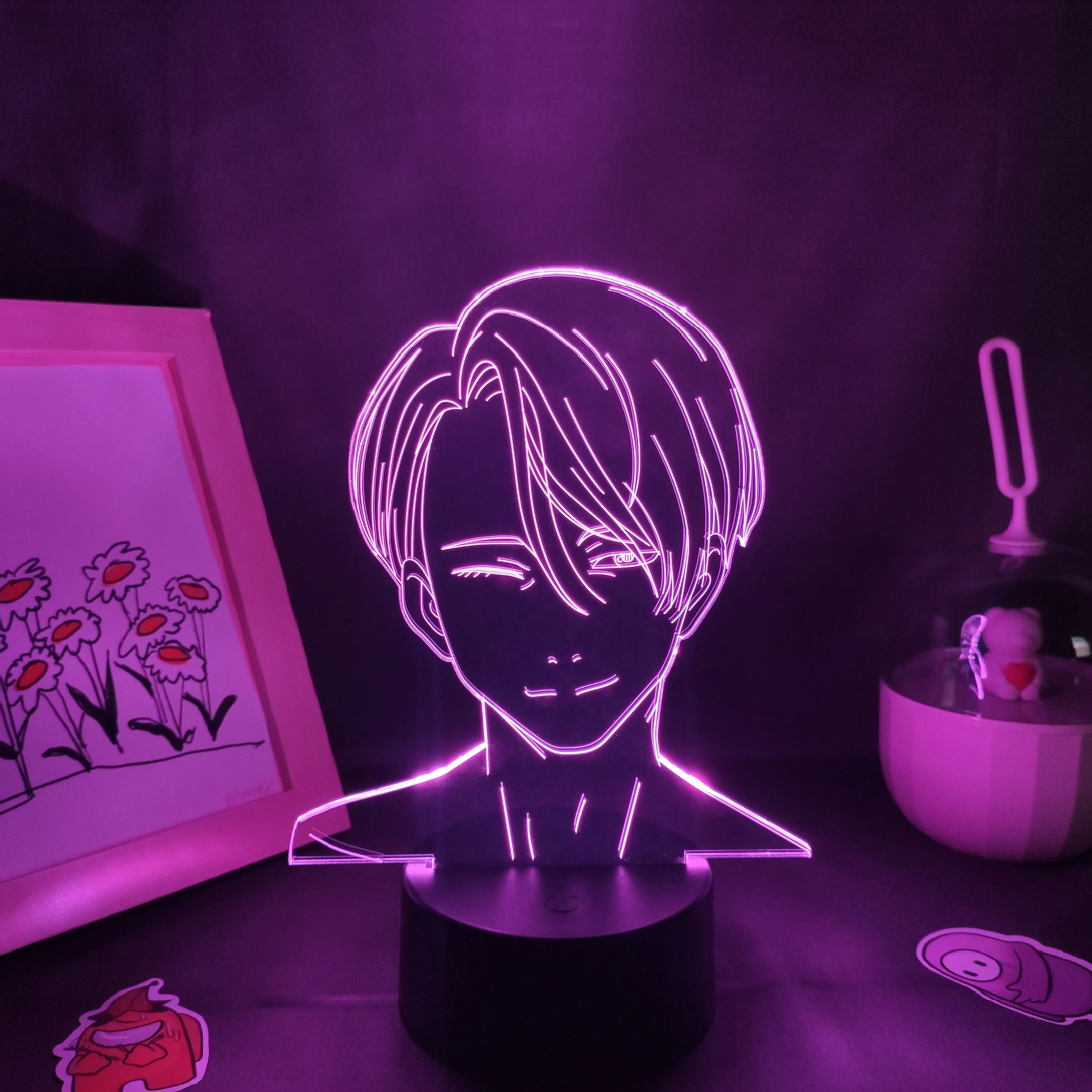 

Manga Yuri on Ice Anime Figure Victor Nikiforov 3D LED RGB Night Lights Cool Colorful Gifts Lava Lamps Bedroom Table Decoration