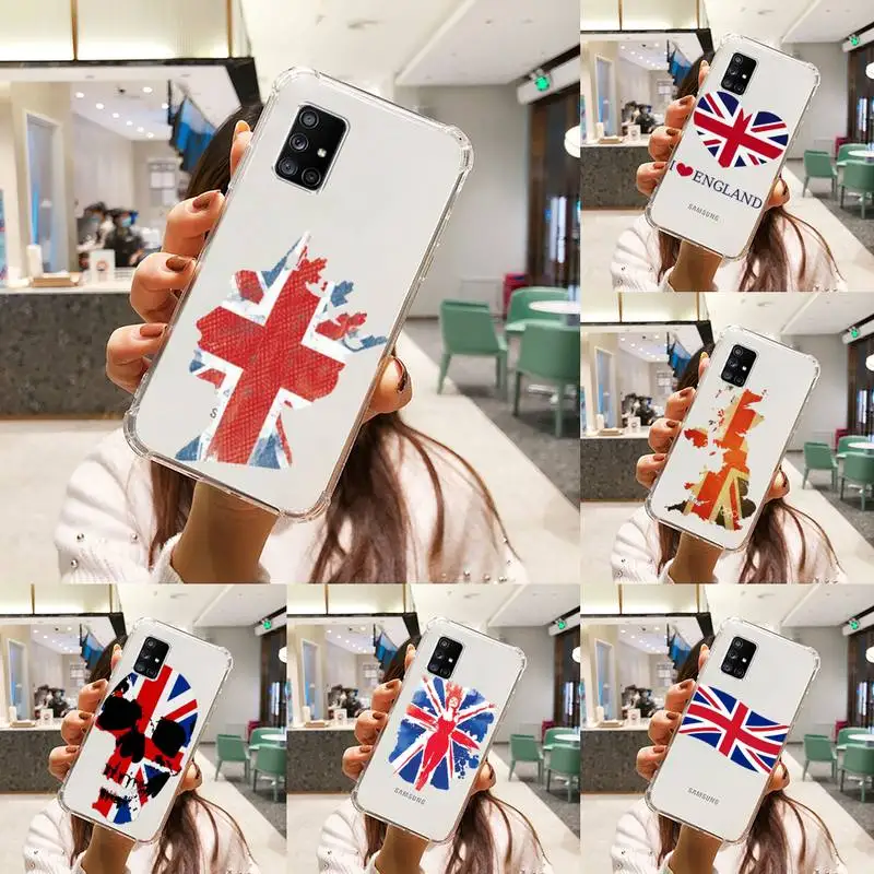 

British flag Phone Case Transparent For Samsung A51 A50 A71 A70 A81 M60S Note S21 S 20 10 9 8 11 E Plus Ultra