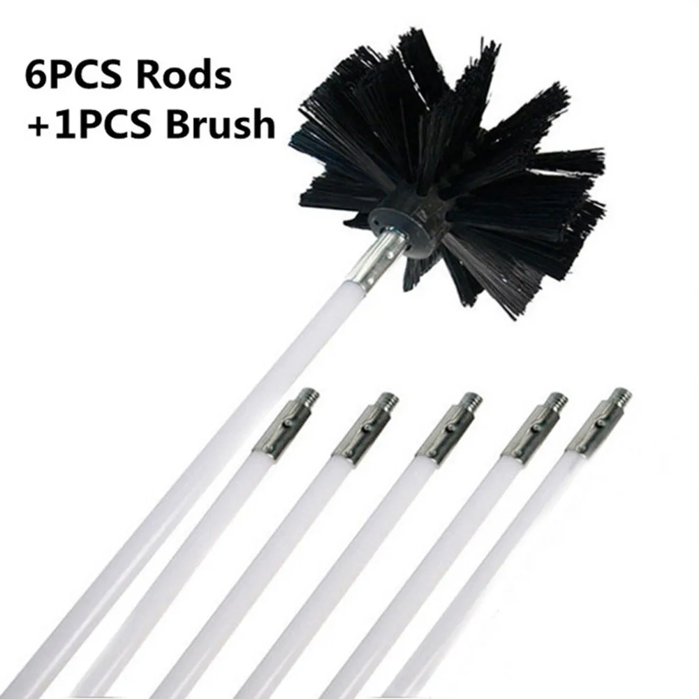 

Flexible 12pc Rods With 1pc Brush Head Chimney Cleaner Brush Clean Rotary Fireplaces Inner Wall Cleaning Brush Sweep Tool Set