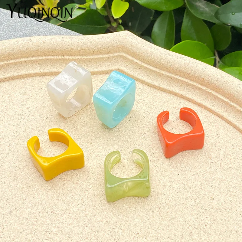 

Acrylic Bow-knot Finger Rings Set for Women Colorful Transparent Resin Punk Rings Girls Vintage Accessories Minimalist Jewelry