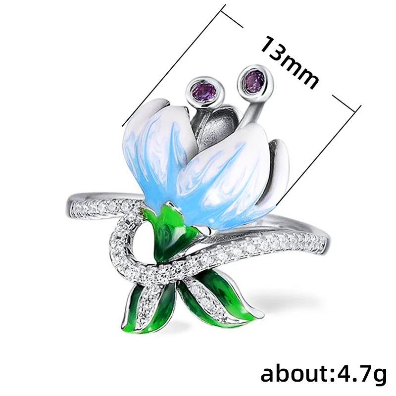 

2021 new trendy blue color Flower ring fashion ring for girl lovers love Valentine's Day gift jewelry wholesale R5937