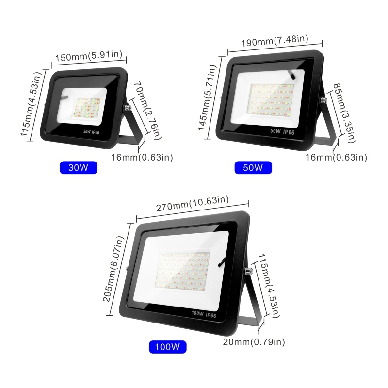 Outdoor RGB Flood Light Lamp 30W 50W 100W AC220V Garden Lighting Floodlight Waterproof Reflector Led Rgb Spotlight with Remote | Освещение