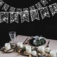 transparent white fishtail string chain wedding pvc banner elegant flags flower printed garland bride to be party decorations