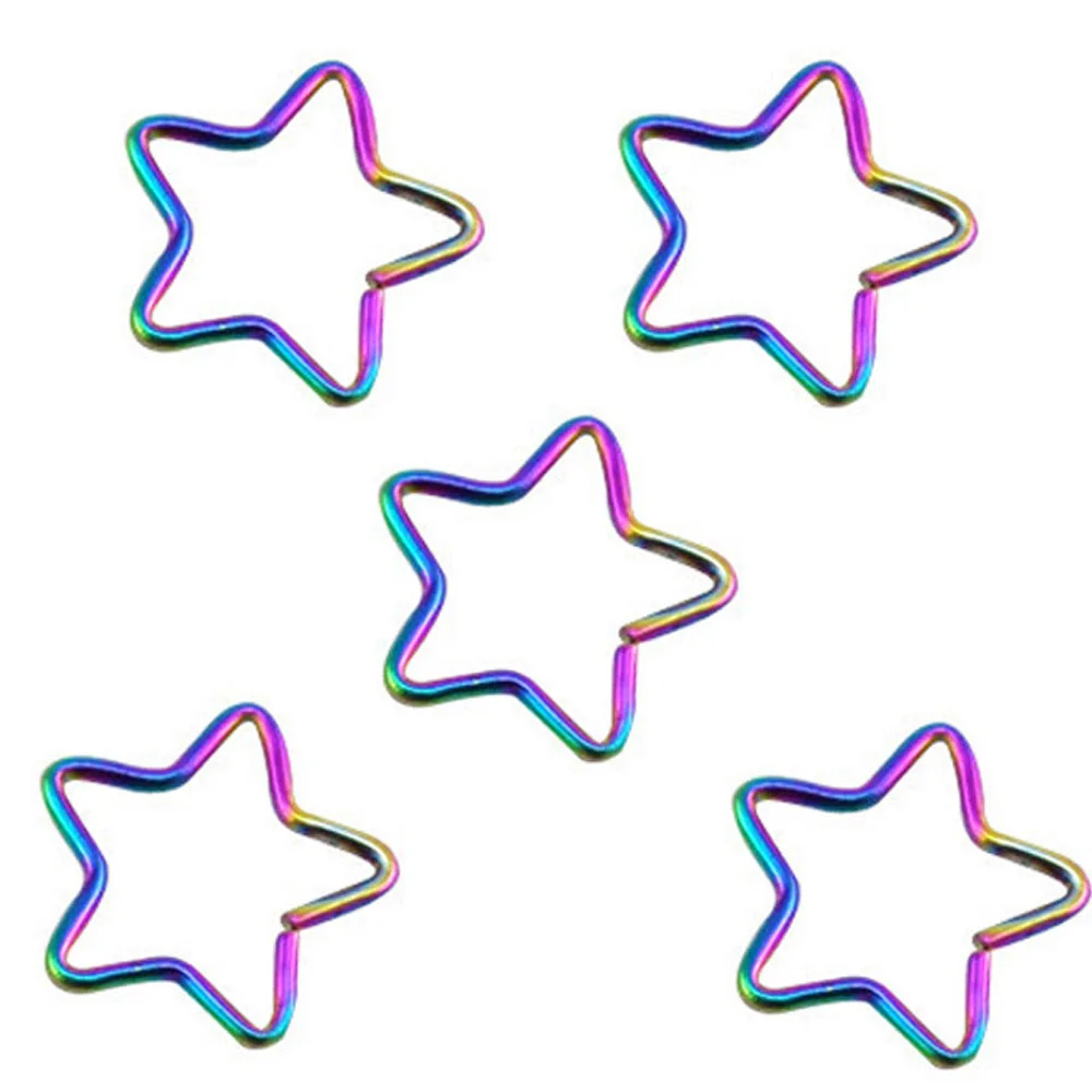 Colorful star 2 шт ювелирные изделия для тела хирургическая сталь Daith сердце кольцо хряща трагус Пирсинг обруч губы Нос Кольца орбитальные Ушные Шпильки спираль ювелирные изделия - Окраска металла: Colorful star