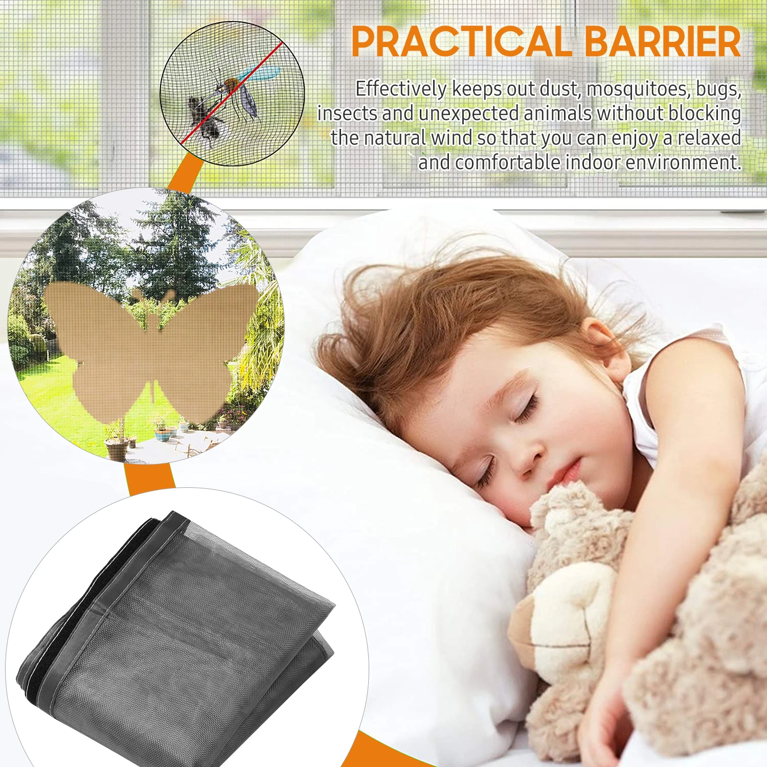 

DIY Window Screen with Self-Adhesive Tapes Mosquito Screen Mosquito Net Mosquito Protector Mesh Curtain Door Net