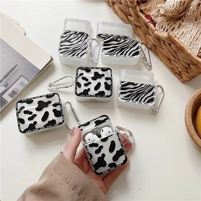 Чехол для Airpods 3 с милым рисунком коровы зебры прозрачный силиконовый чехол Apple Pro 1