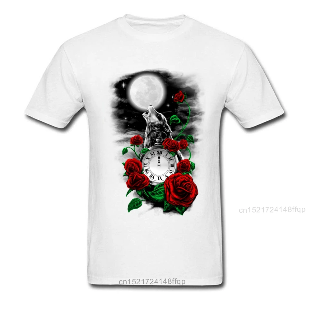 Мужская футболка с изображением волка Midnight Howl принтом Луны и красной розы топы
