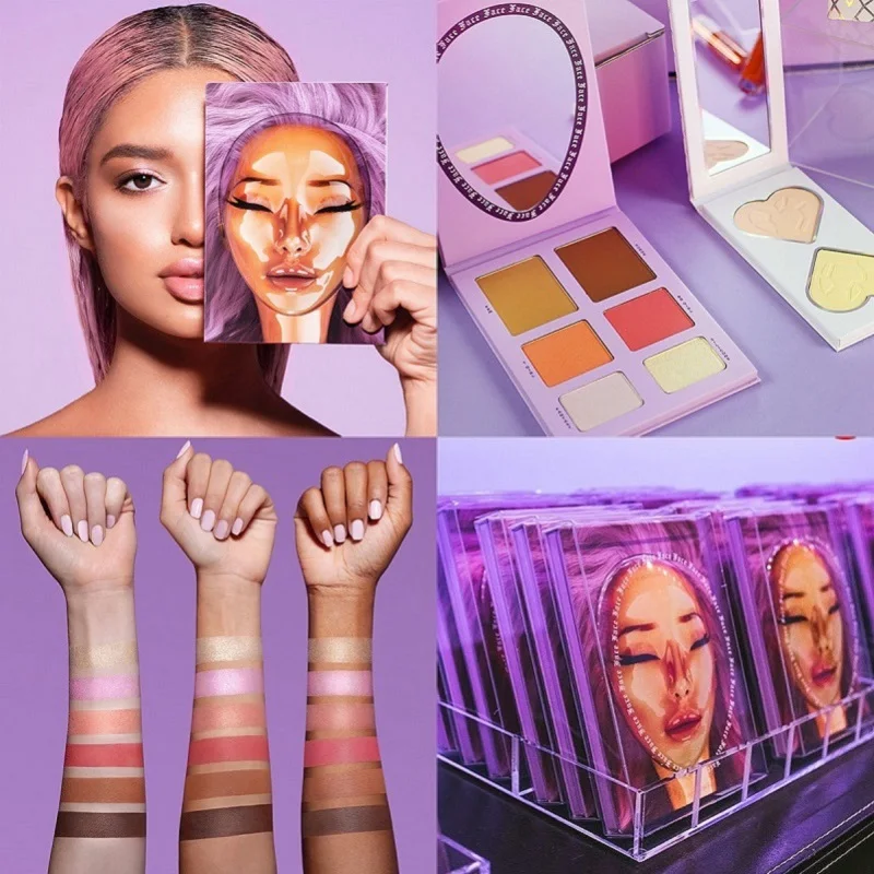 

Шесть-Цвет Выделите Румяна «Все-в-одном» обрезки палитра, тени для век Осветляющий Rouge матовое стекло с перламутровым эффектом тени для век