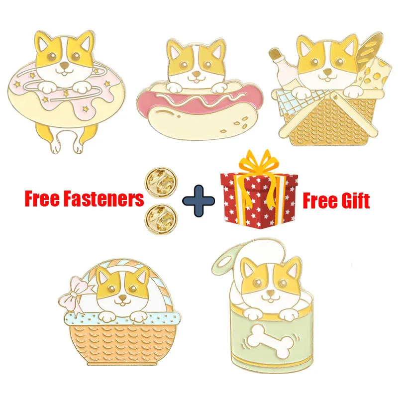 

Naughty Shiba Inu Dog Enamel Pin Cute Puppy Basket Swimming Ring Brooches Clothes Lapel Animal Badge Jewelry Gift for Friend