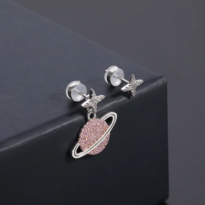 

Fashion Jewelry Asymmetric Cubic Zircon Studs Earrings For Luxury Women Gift