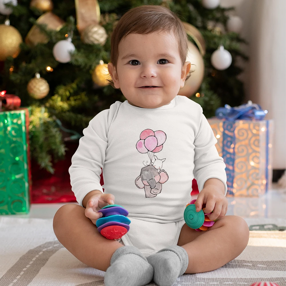 

Aesthetic Elephant Printed Baby Girl Clothes Jumpsuits France Fashion Newborn Bodysuit Cozy Versatile Summer Infant Romper