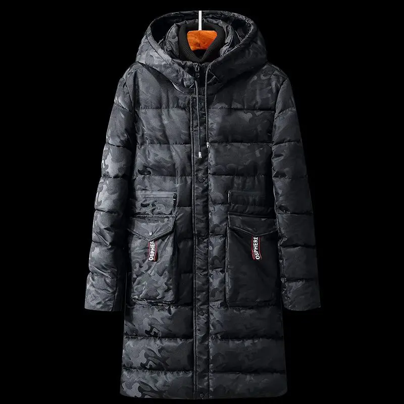 2022 Winter Male Jacket Long Warm Thick Hood Parkas Jacket Coat Men Autumn Outwear Windproof Pocket Parka Men Plus Large Size