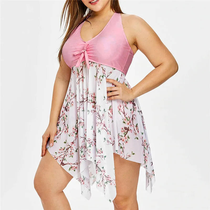 Танкини одежда для купания Женский раздельный купальник с принтом большой