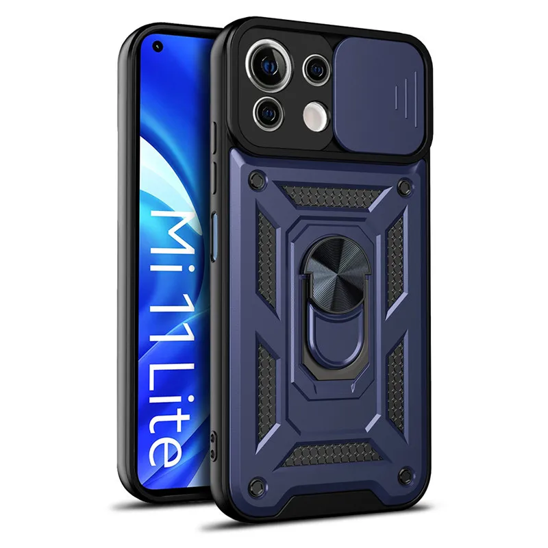 

For Xiaomi Mi 11 Lite Case Stand Holder Magnetic Car Ring Shockproof Armor Case For Mi 11i 11X 11 Pro Back Cover