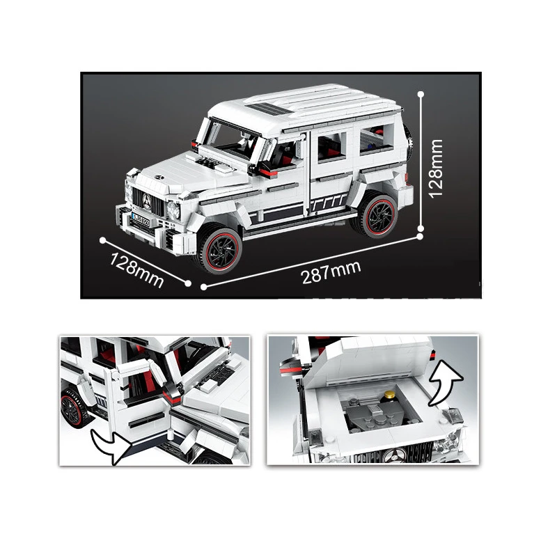 

High-Tech series Expert MOC White G500 Off-Road vehicle SUV AWD Wagon Car Building Blocks Bricks Classic Model Kids