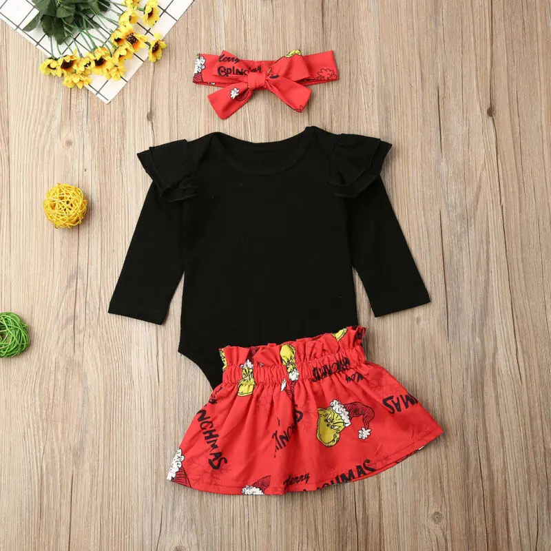 Одежда для девочек осенняя Милая Рождественская одежда маленьких боди с длинным