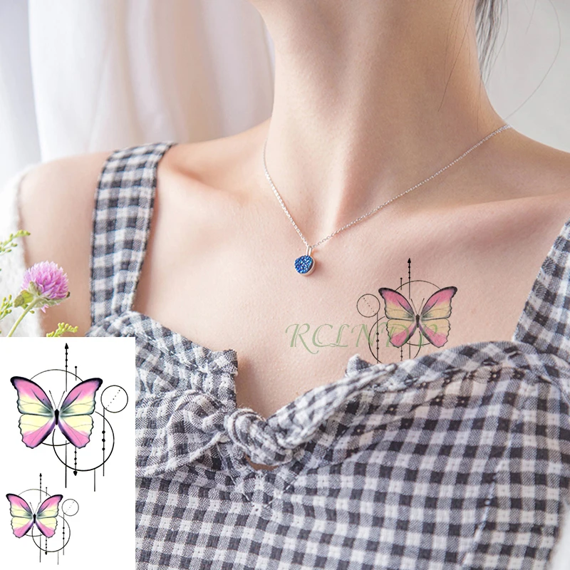 

Waterproof Temporary Tattoo Stickers butterfly Circle fake Tatto Flash Tatoo Hand Foot small tattoos for Girl Women Men
