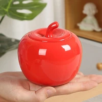 creative ceramic airtight jar tea storage box tea pot jewelry storage box apple fruit tea caddy puer storage jar home decorate