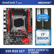 X99 motherboard LGA 2011-3 set kit with Intel core I7-6800K processor DDR4 16GB(2*8GB) 2666MHz RAM memory M-ATX X99-RS9