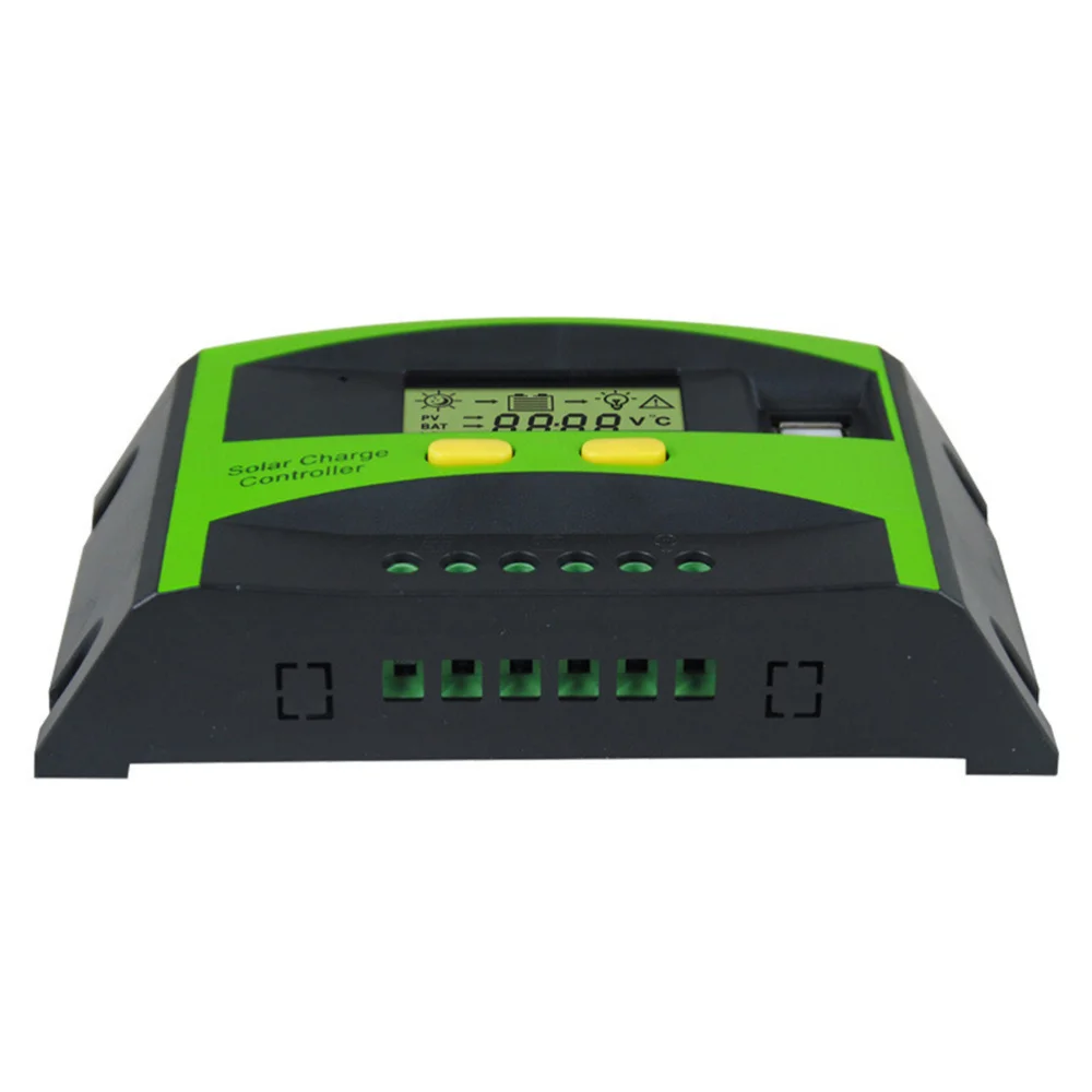 

30A 12V 24V Solar Controller LCD Function Dual USB Solar Cells Panel Battery Charge Regulator (Green)
