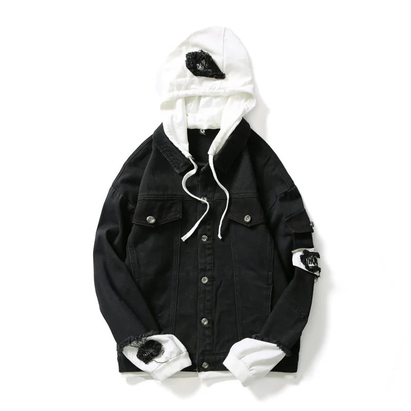 

Хлопковая куртка, мужское джинсовое пальто с капюшоном, повседневная женская одежда с длинным рукавом, Мужская одежда, костюм из двух часте...