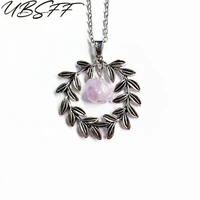 silver color christmas gift irregular unique design leaf necklace with purple irregular crystal pendant women fashion jewelry