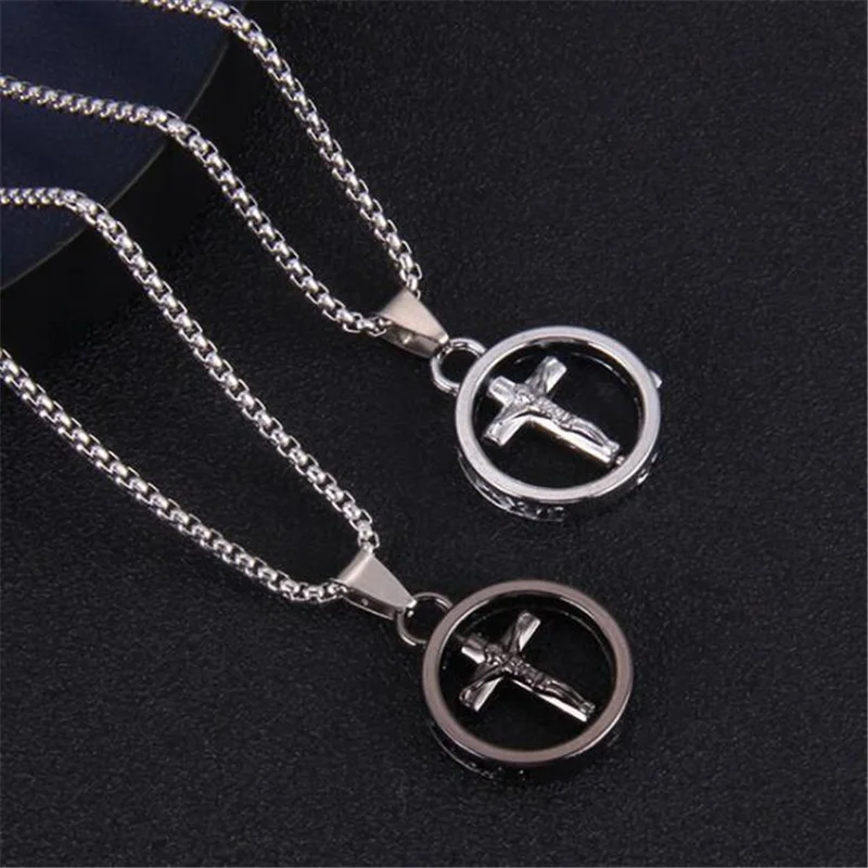 

Creative Rotatable Cross Necklace for Men And Women Silver Color Stainless Steel Chain Necklace Jesus Christian Faith Jewelry