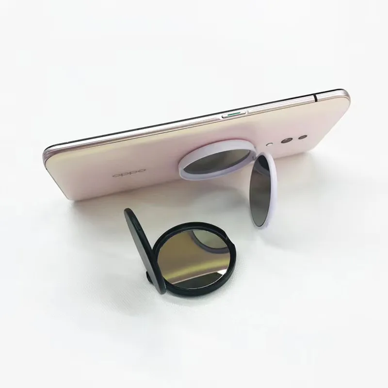 

10-100pcs New Round shape blank 360 rotation Double-sided Mirrors mobile phone folding stretch bracket Phone Holder