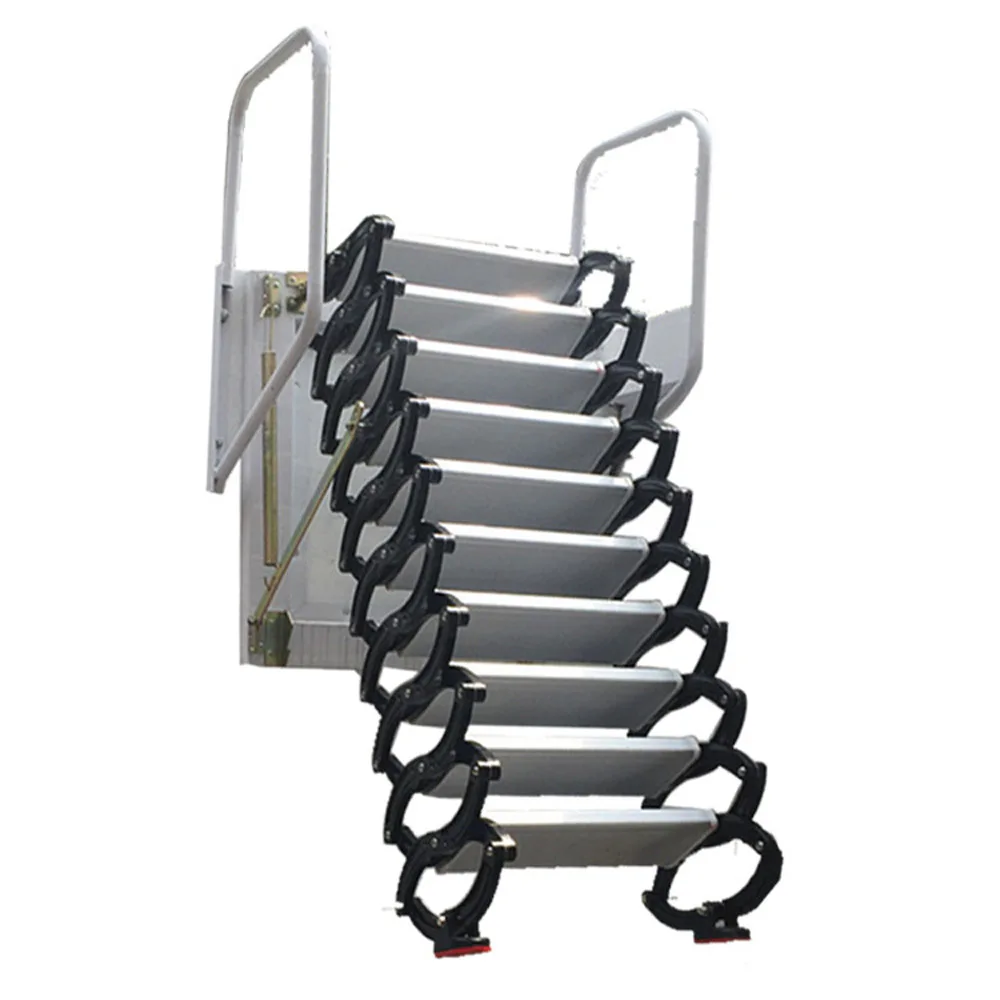 2.5-3M Stairs Folding Ladder Stairs Hidden Ladder Steel Metal Large Wall Mounted Loft Wall Ladder Height Extend Folding Stairs