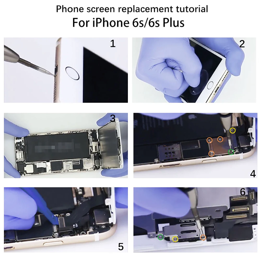 Полный комплект в сборе, ЖК-дисплей для iPhone 6, 6s, 6plus, 6s Plus, полный дисплей, сенсорный экран, сменные инструменты для ремонта+ закаленная пленка