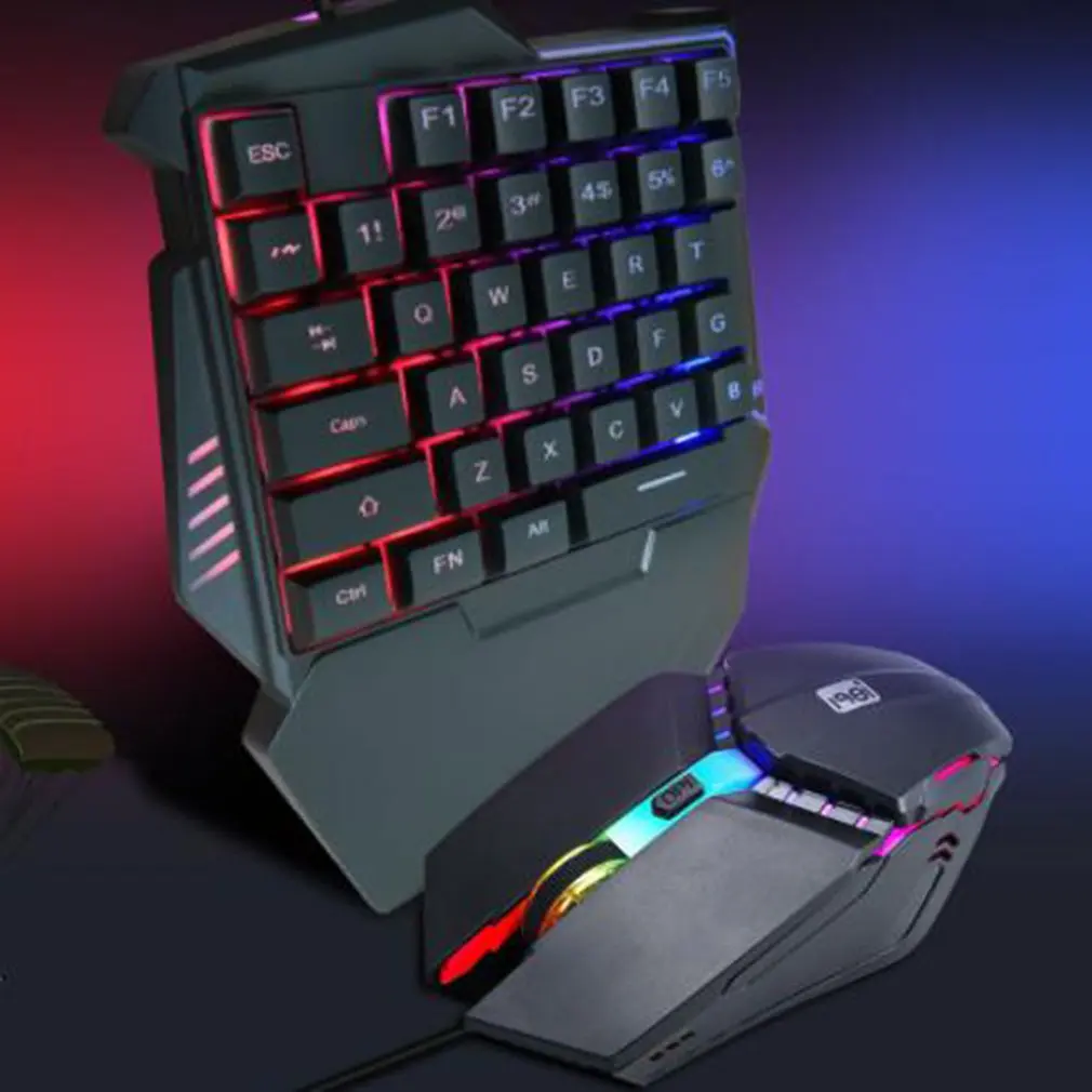Набор мышей и клавиатуры для одной руки портативная игровая мини-клавиатура с RGB