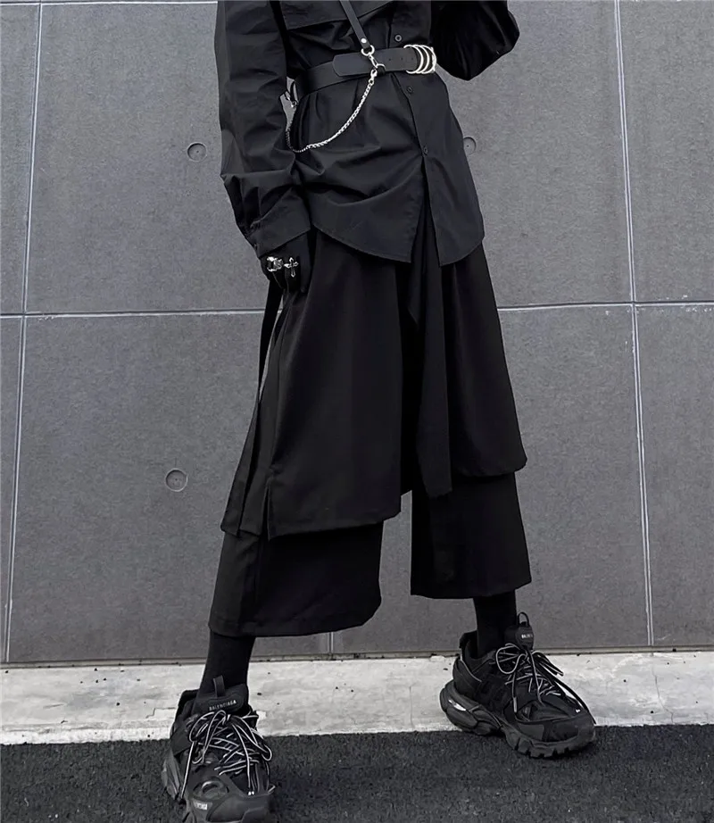 Брюки Yoji Yamamoto мужские с юбкой свободные ассиметричные повседневные штаны