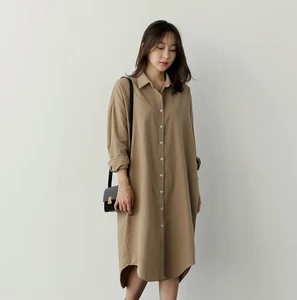 Рубашка COIGARSAM Женская свободного покроя, однобортная рубашка цвета хаки, темно-синий, 422