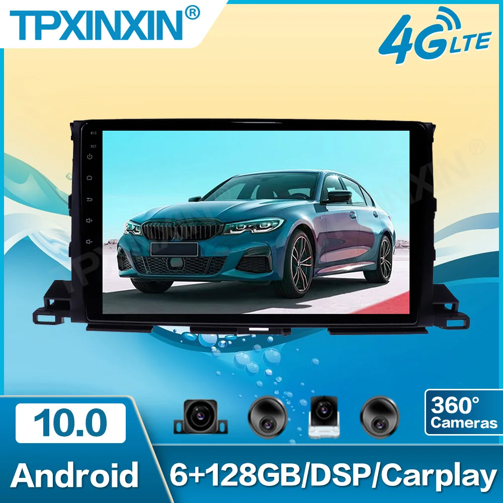 

6+128G Android For Toyota Highlander 2013-2018 360 HD Auto Surround View Camera Car Multimedia Player Stereo Radio GPS Navigtion