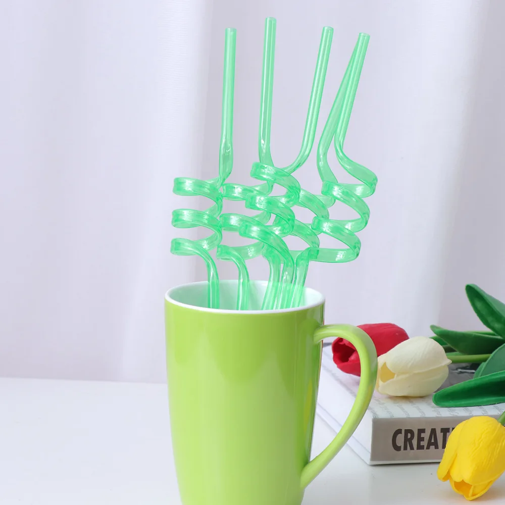 10 шт. 5 мм ПЭТ одноразовые соломинки хрустальные Красочные крутящиеся для детской