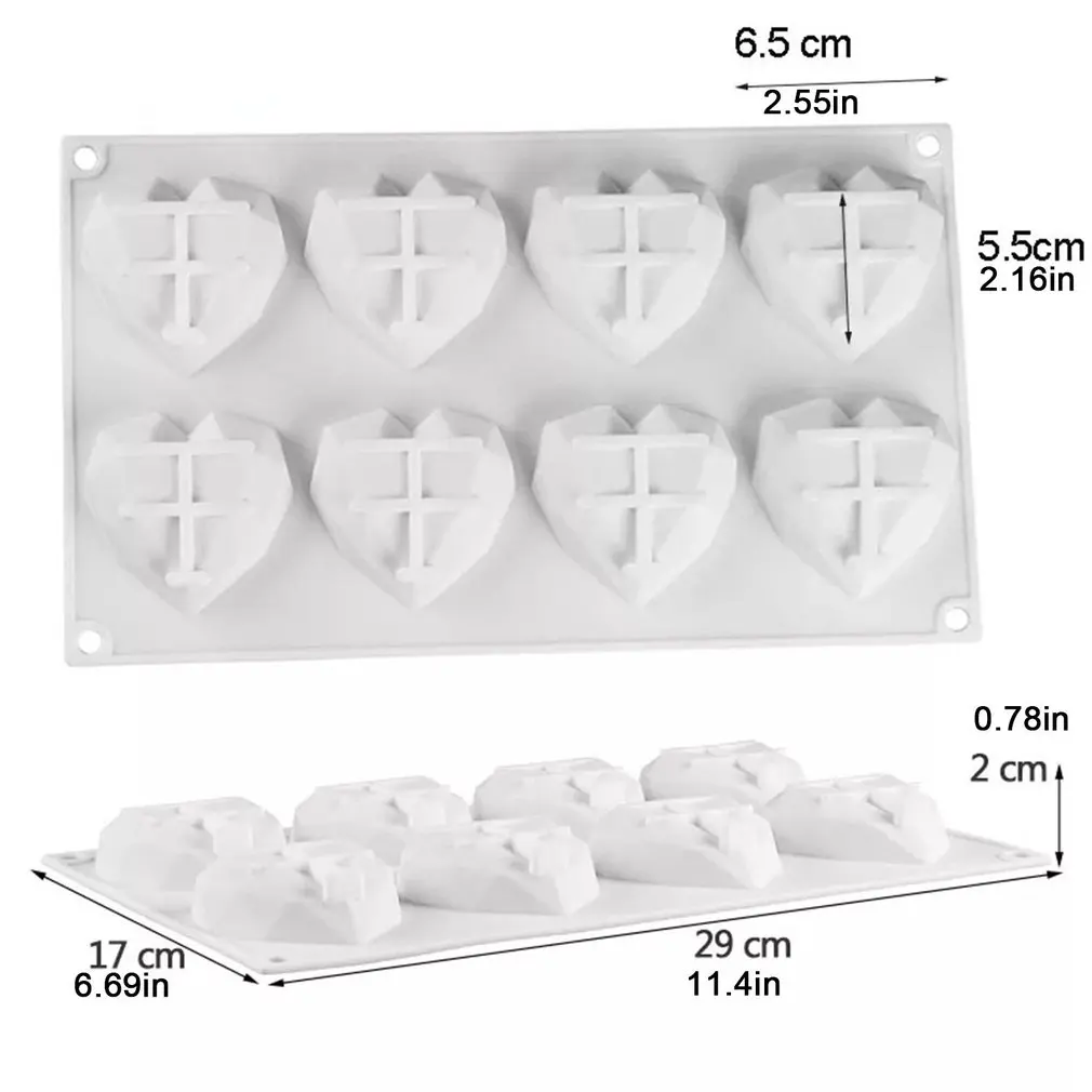 

8-Cavity Love Heart Shape Cake Mold Silicone Molds For Sponge Cakes Mousse Chocolate Dessert Bakeware Pastry Mould